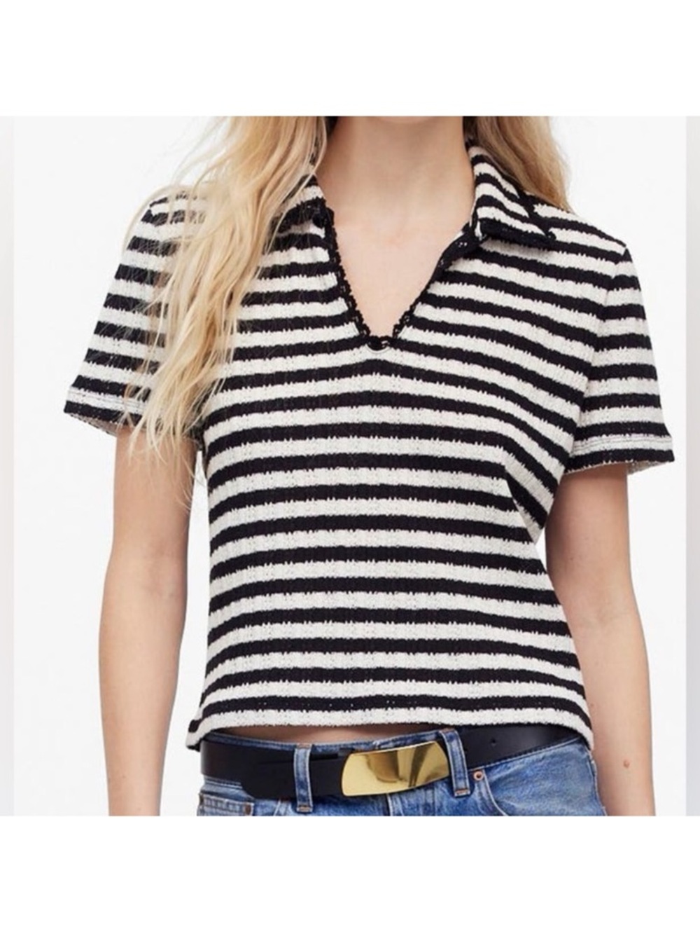 Madewell - Crochet-Knit V-Neck Sweater Tee - NWT
